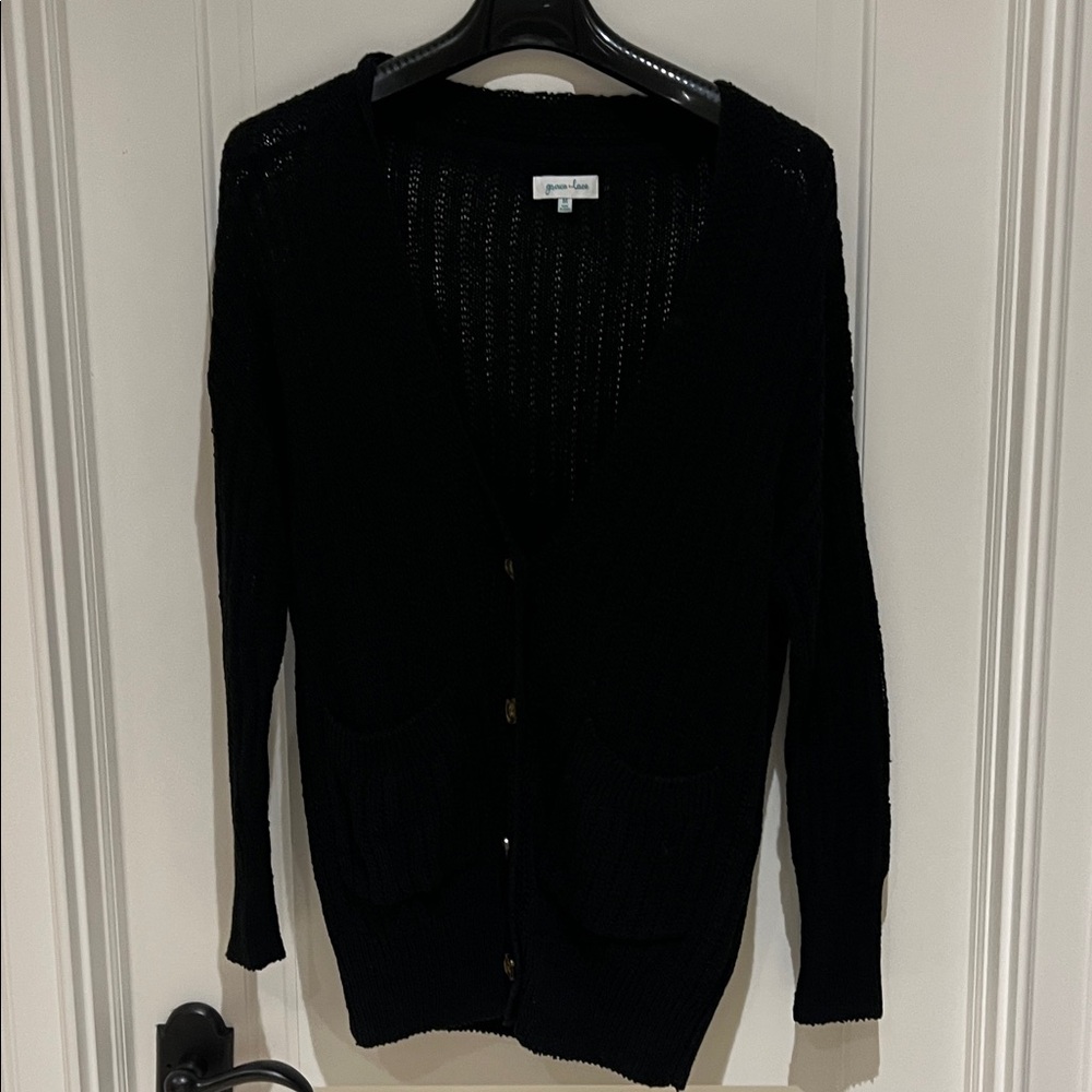 Grace & Lace Women's Black Cardigan Sweater